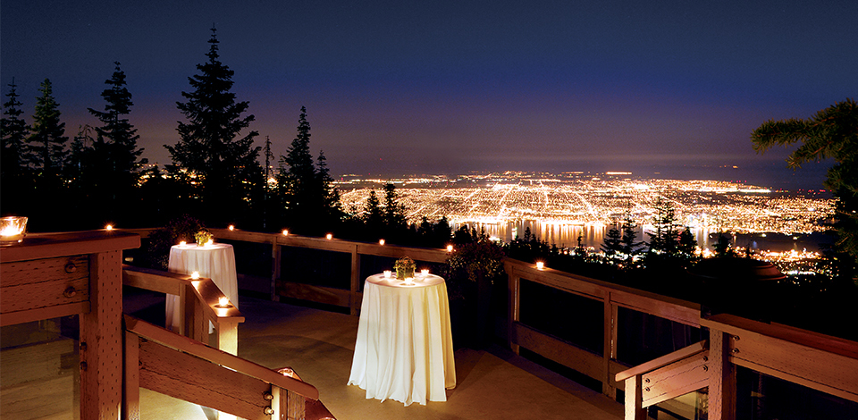 View from the Timber Room Deck of Vancouver at night