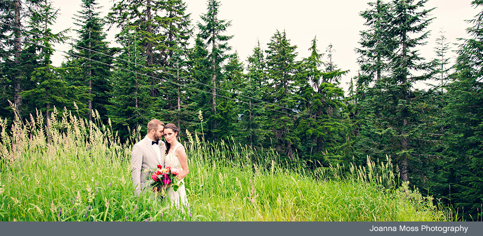 wedding day in Grouse Mountain green grass